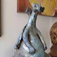 blue clay dragon sculpture